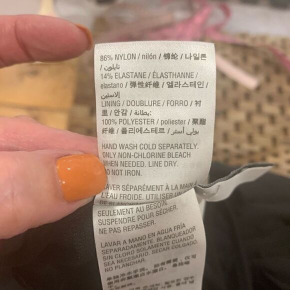 Bar lll “Run Wild” Tankini Black Mesh-Trim Stretchy Tied V-Neck Women XL NWT - Picture 8 of 9